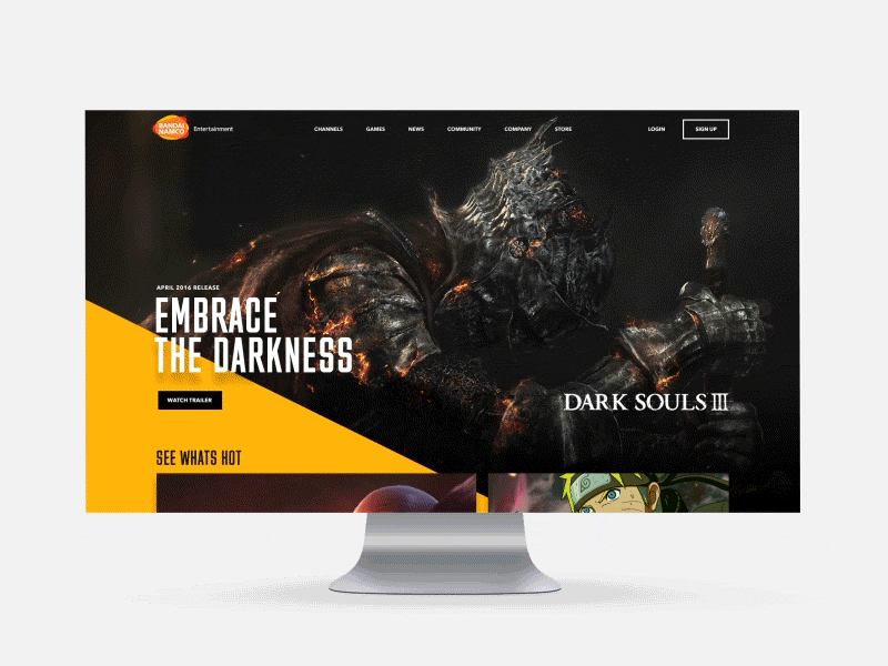 Bandai Namco Homepage 2015 bandai namco web design homepage dark souls 3 game design video game website