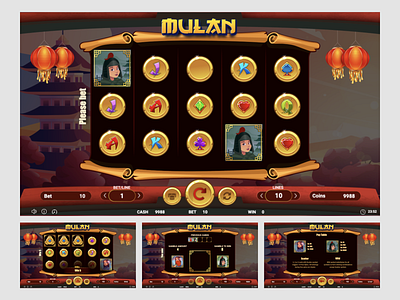 Mulan Slot animation logo uiux