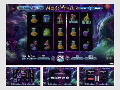 Magic World Slot animation graphic design uiux