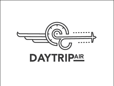 Daytrip Air Logo Concept airplane clock time wings