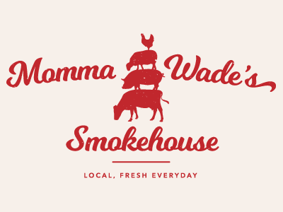 Momma Wade's Smokehouse bbq chicken cow logo pig restaurant sheep