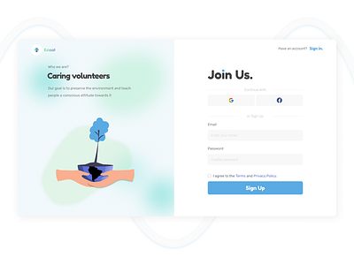 Sign up page Eco design eco form interface registration registration form sign in sign up ui ux web web design