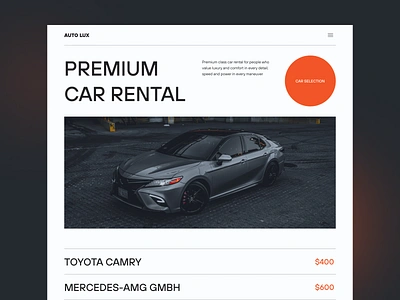 AUTO LUX - Car rental website booking car concept design driver home landing page luxury car rent minimal rental rental company taxi ui ui design web design website