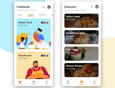 cookbook app design 2 adobe xd branding colorful creative design dailyui flat illustration thougtful uiuxdesign