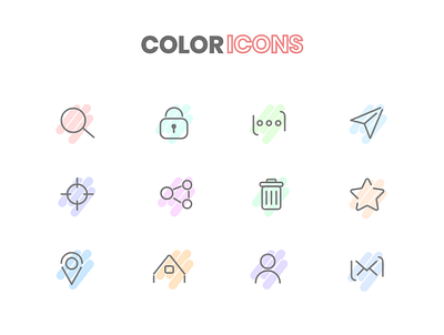 COLOR ICONS adobe xd colorful creative design design flat illustration thougtful typography uiuxdesign