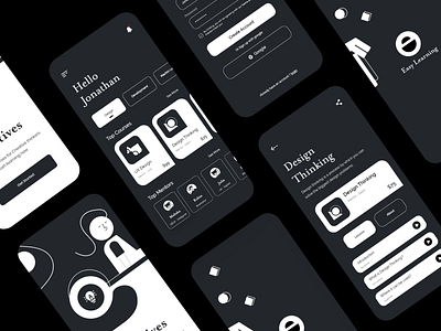 Easy Learning app concept design for Cliffex adobe xd android app black and white concept creative creative design easy learning elegant illustration ios app logo thougtful uiuxdesign
