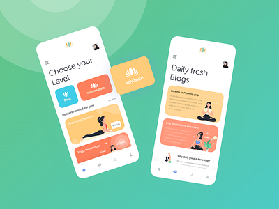 Yoga app concept Design for Cliffex adobe xd android colorful creative design dailyui icon illustration ios ui uiuxdesign vector yoga pose yogaapp youth