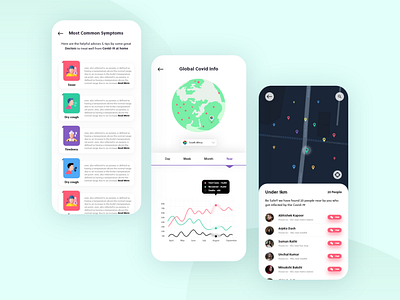 Covid-19 App concept adobe xd chatting app colorful covid 19 creative design dailyui gloab information design maps thougtful tracking app uiuxdesign