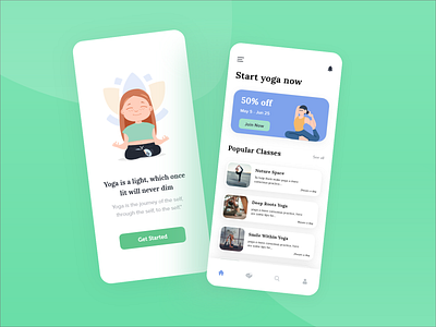 Yoga App Concept Design adobe xd android app creative design dailyui illustration ios learning app morning time uiuxdesign yoga yoga app yoga studio