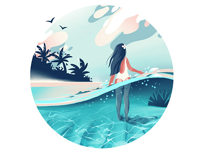 Summer girl illustration adobe illustrator adobe photoshop beach digitalart girl illustraion ocean procreate summer underwater