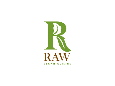 Raw Vegan Cuisine Logo branding green identity leaves logo logotype negative space r raw vegan