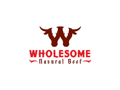 Wholesome Natural Beef Logo animal beef branding identity logo logotype natural negative space type typography w
