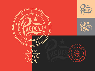 Proper Print Shop (Option 2) badge branding identity lettering logo logotype print shop type