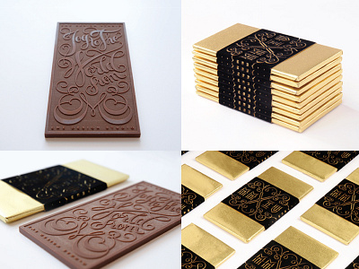 Chocolate Holiday Card for EME Design Studio chocolate cursive lettering ornate packaging script swirl type typography