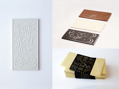 Chocolate Holiday Card for EME Design Studio chocolate cursive lettering ornate packaging script swirl type typography
