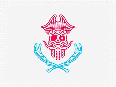 Ocean Drive Bar + Crab House branding crab dots hat identity lines logo mark ocean pirate sea skull