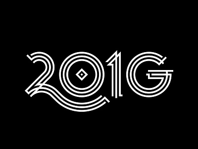 2016 Gatsby New Year's 2016 black white deco g geometry lines numbers type
