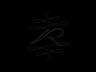 R calligraphy curve elegant flourish lettering line r script type