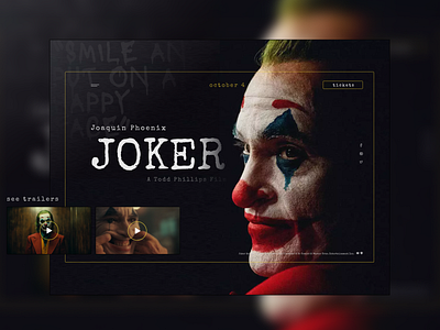 "Joker" welcome screen cinema design joker ui uidesign uiux ux web design website website concept
