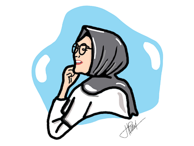 Beautiful Hijab Woman Wear Eyeglasses design eyeglasses graphics hand drawing illustration paint women