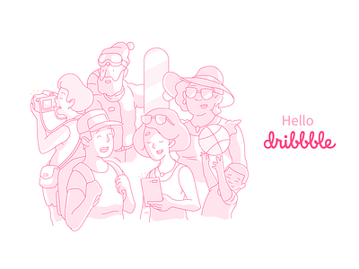 Hello dribbble! debut hello dribbble illustration lineart travel vector