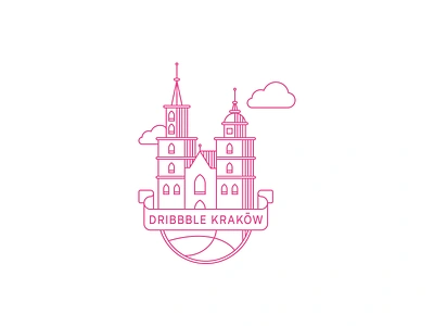 Dribbble Krakow branding church cracow dribbble illustration krakow logo outline pink stroke