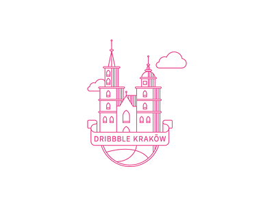 Dribbble Krakow branding church cracow dribbble illustration krakow logo outline pink stroke