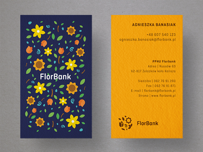 Florbank - Business cards branding business card cards colorful floral flowers logo pattern sunflower