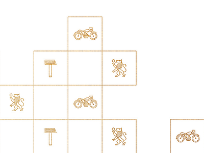Fundacja im. Jana Palucha — Pattern bike branding gold hammer lion motor outline pattern
