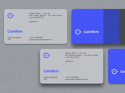 Coinfirm — Business Cards bitcoin brand business c cards checkmark coinfirm forward identity startup tick