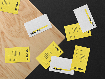 Unibase - Branding - Business Cards base branding business card dormitory house identity logo student type typography university yellow