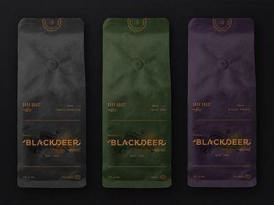 BLACKDEER - Branding - Coffee Packaging bean branding coffee design identity illustration logo packaging typography