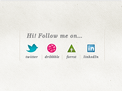 Icons for my portfolio dribbble follow forrst icon linkedin media social texture twitter