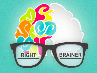 Right brainer blue colors glasses green hipster icon icons orange red right