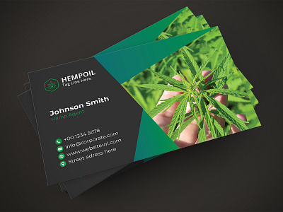 Hemp Business Card Design Template business businesscard cbd cbdoil clean creative hemp hemp business card logo marjuna marketing modern visitingcard