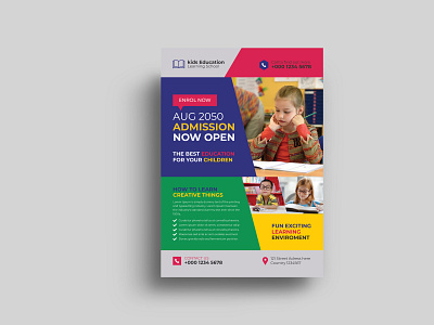 Kids Admission Flyer Template admission advertisement art class brochure camp children college corporate education flyer enrollment flyer flyer bundle junior kids flyer kids party kids school open school tuition