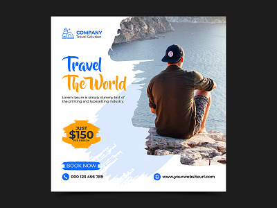 Travel and vacation square social media banner