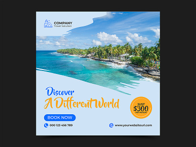 Travel and vacation square social media banner ad ad banner agent banner brush stroke destination holiday nature post social media social media post square template tourism travel travel social media travelling travelling social media vacation visit