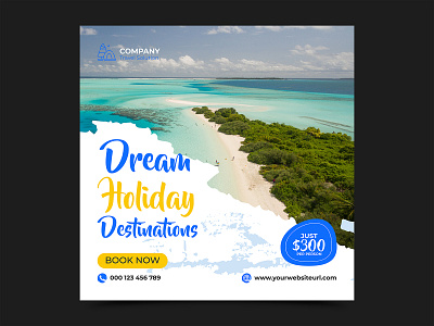 Travel and vacation square social media banner ad ad banner agent banner brush stroke destination holiday nature post social media social media post square template tourism travel travel social media travelling travelling social media vacation visit