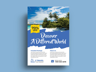 Travel Flyer Design Template aircraft bali bar beach blue boat bus caribbean diving entertainment holiday island jellyfish maldives ocean print ready tour tours travel traveling