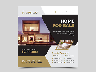 Real estate social media design template advertising agency banner commercial company design development elegant estate facebook home house instagram interior marketing media promotion property real estate social media