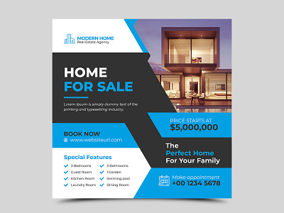 Real estate social media design template advertising agency banner commercial company design development elegant estate facebook home house instagram interior marketing media promotion property real estate social media