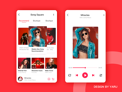 Music Application Design—two app design illustration mobile ui music app ui ux
