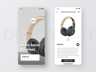 Design of Display Interface for Beats Headphones app beats black black and white design iphone mobile ui page ui ux