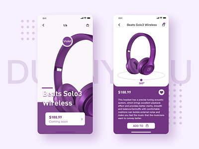 Purple headphone interface