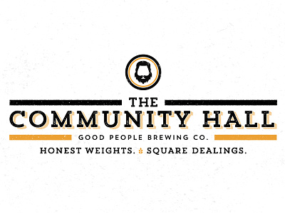 Community Hall 2 beard beer beer glass beer tap block letters grunge icon logo taproom texture vintage
