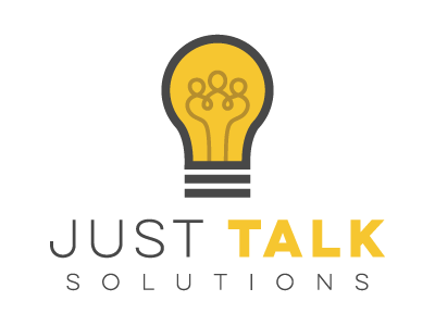 Just Talk connection lightbulb logo networking people