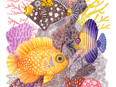 Under the sea nature illustration colorful watercolors watercolor illustration watercolor painting watercolor art watercolor illustration