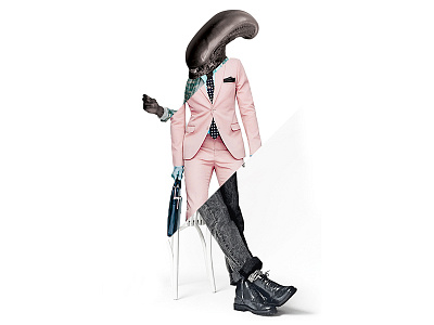 Gentleman Bestiary alien character fancy fashion gq horror magazine movie parody retouching trend villain