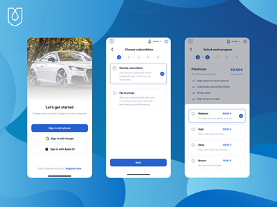 Tunnel car wash subscribtion app UI app car car wash cars checkout flow client portal ecommerce mobile app ui mobile commerce responsive web app self service sign in subscribtion subscribtion self service tunnel car wash ui design ux design wash